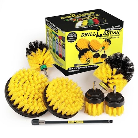 Drill Brush Power Scrubber By Useful Products 5 in W 7 in L Brush, Yellow Y-542OMS-2L-7X-QC-DB